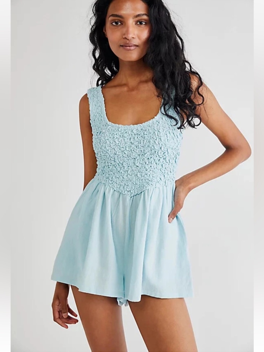 Free People Juliette Romper Baby Blue - Picture 1 of 12